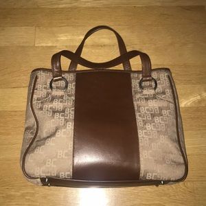 Excellent condition BCBG brown canvas/leather tote
